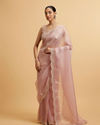 Light Pink Pearl and Rhinestone Embellished Saree